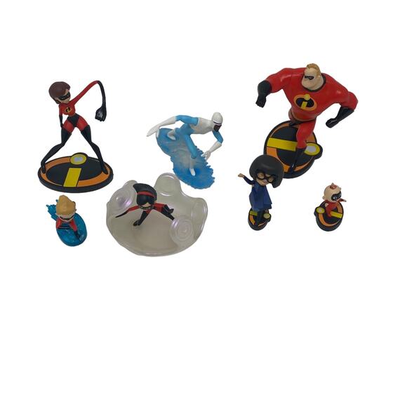 Disney Pixar The Incredibles Lot Of Seven Toy Figurines Cake Toppers Decorations - Picture 2 of 16